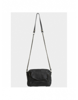 Sac bandoulière en cuir naina noir femme - Pieces