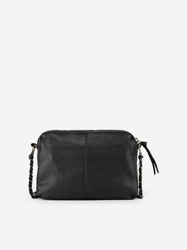Sac bandoulière en cuir naina noir femme - Pieces
