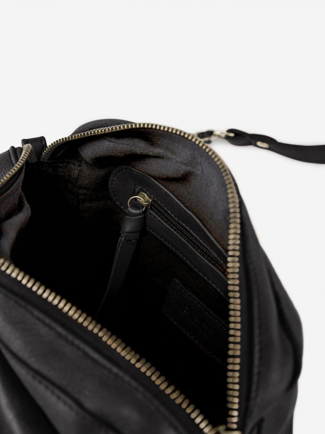 Sac bandoulière en cuir naina noir femme - Pieces