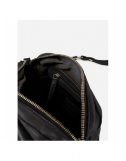 Sac bandoulière en cuir naina noir femme - Pieces