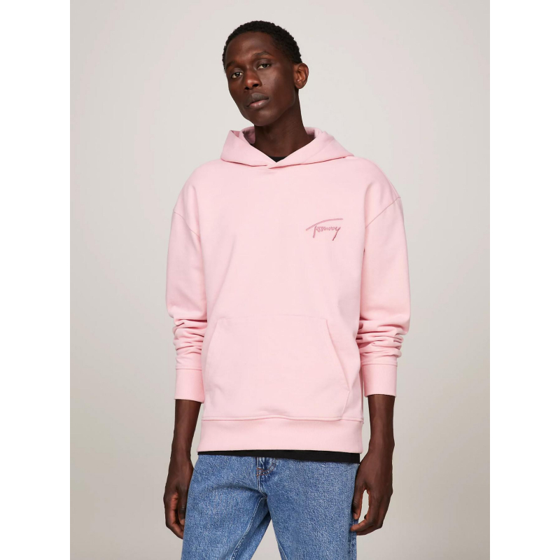 Sweat à capuche uni logo brodé rose femme - Tommy Jeans