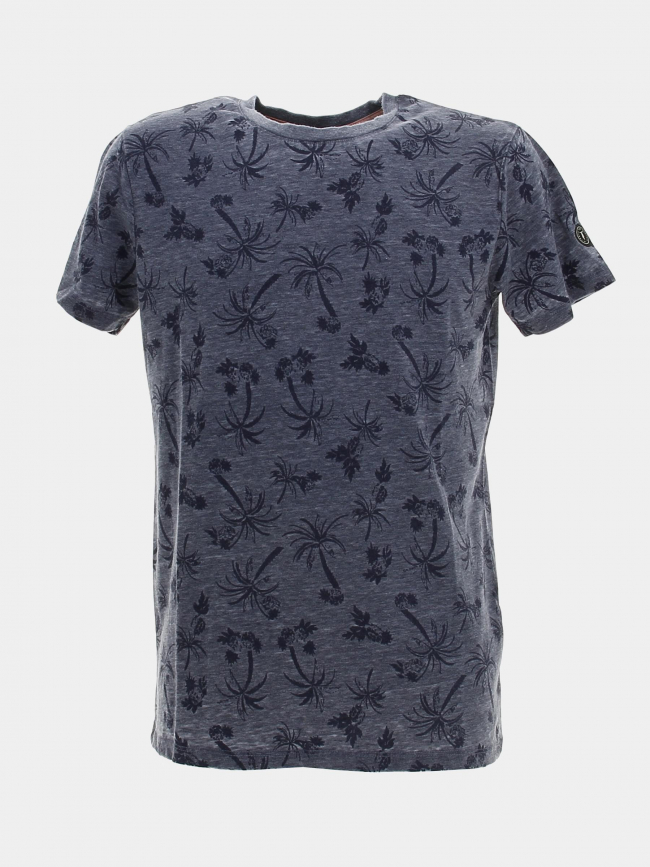 T-shirt motifs palmier osmel bleu homme - Le Temps Des Cerises