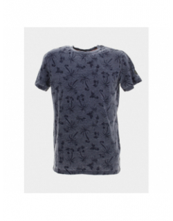 T-shirt motifs palmier osmel bleu homme - Le Temps Des Cerises