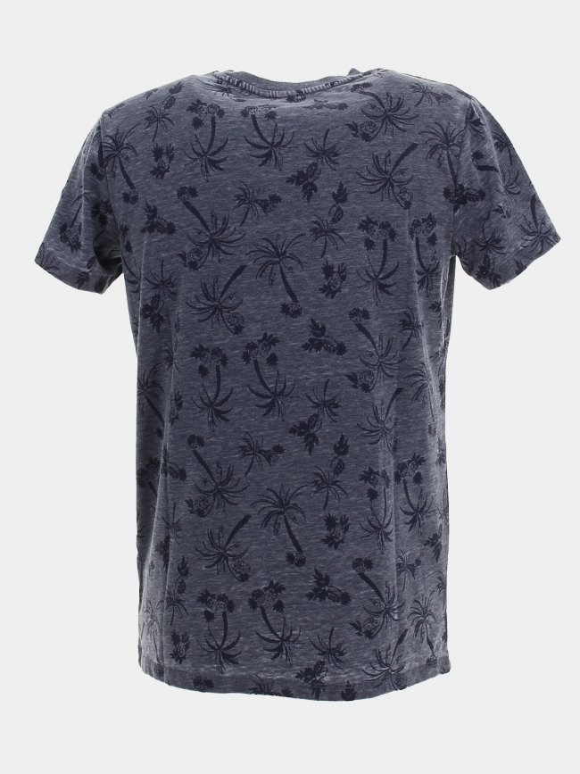 T-shirt motifs palmier osmel bleu homme - Le Temps Des Cerises