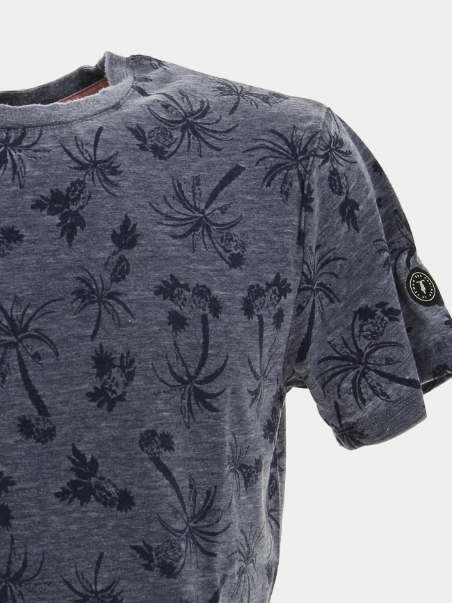 T-shirt motifs palmier osmel bleu homme - Le Temps Des Cerises