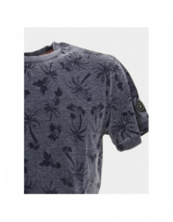 T-shirt motifs palmier osmel bleu homme - Le Temps Des Cerises