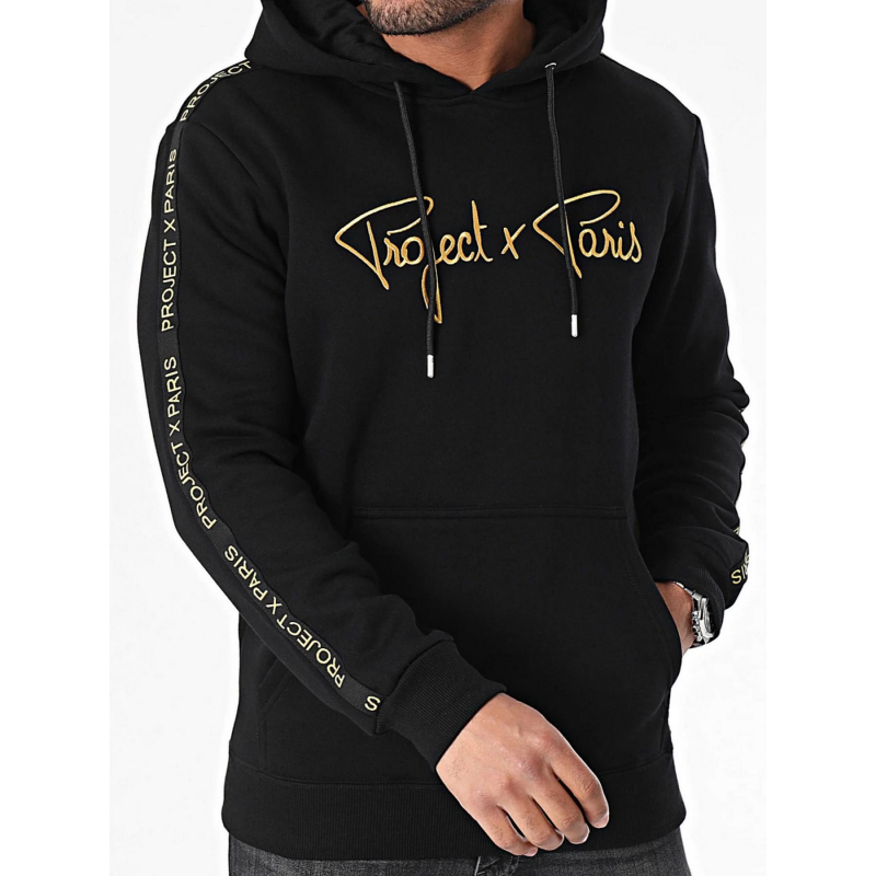 Sweat à capuche logo doré noir homme - Project X Paris