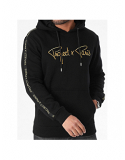 Sweat à capuche logo doré noir homme - Project X Paris