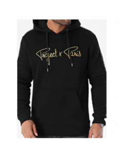 Sweat à capuche logo doré noir homme - Project X Paris