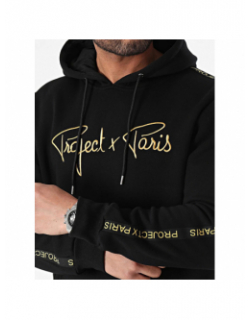 Sweat à capuche logo doré noir homme - Project X Paris