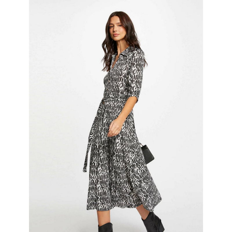 Robe midi fluide lala noir blanc femme - Morgan