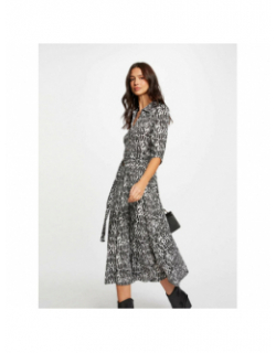 Robe midi fluide lala noir blanc femme - Morgan