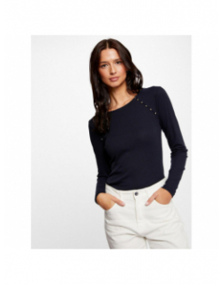 Top manches longues côtelé milie bleu marine femme - Morgan