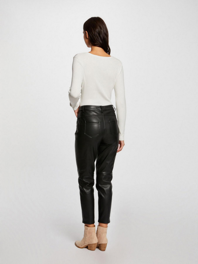 Pull col v boutonné migno blanc femme - Morgan