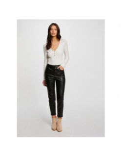 Pull col v boutonné migno blanc femme - Morgan