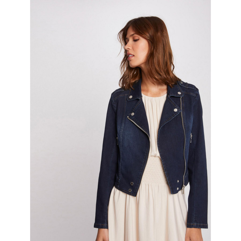 Veste en jean brut zippé vammy bleu femme - Morgan