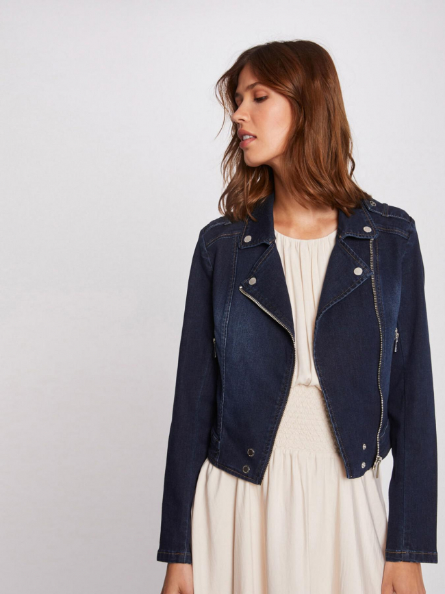 Veste en jean brut zippé vammy bleu femme - Morgan