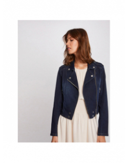 Veste en jean brut zippé vammy bleu femme - Morgan