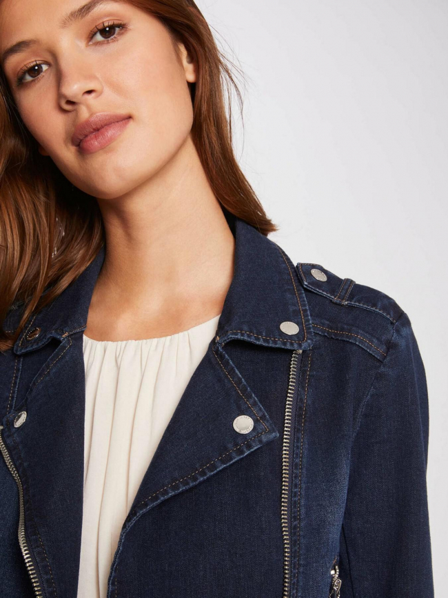 Veste en jean brut zippé vammy bleu femme - Morgan