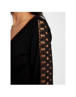 Pull manches dentelle miela noir femme - Morgan