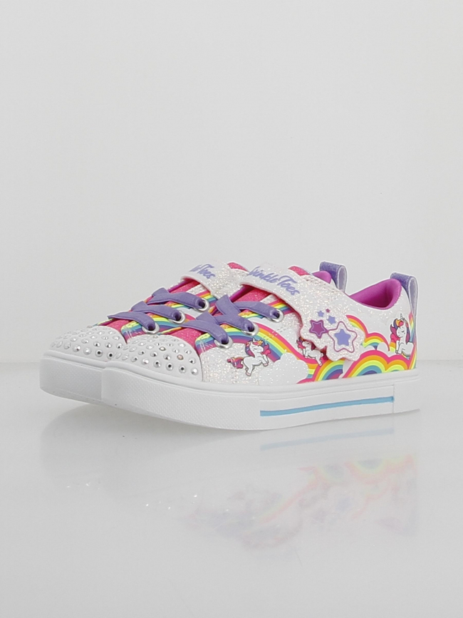 Baskets à scratch twinkle sparks blanc fille - Skechers