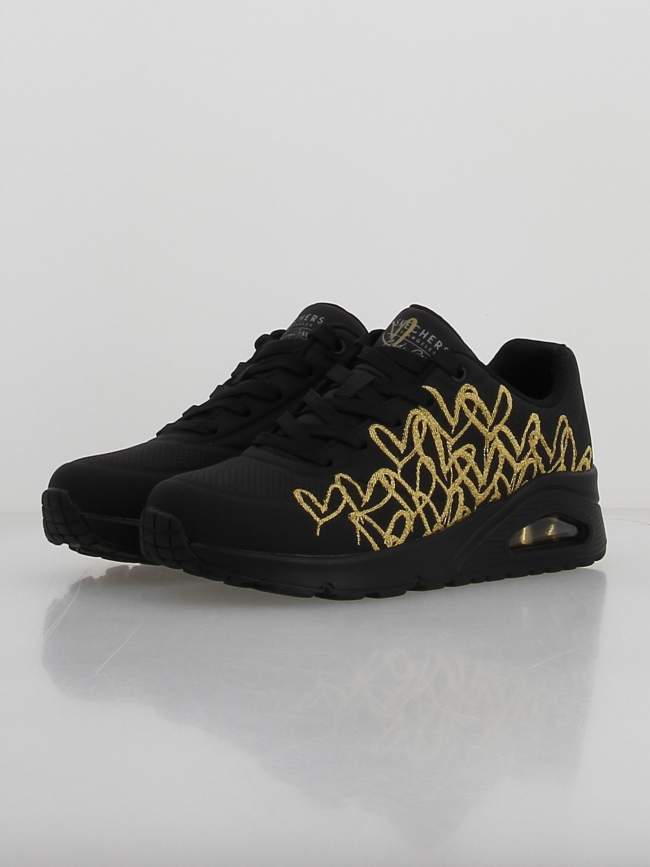 Baskets uno golden heart doré noir femme - Skechers