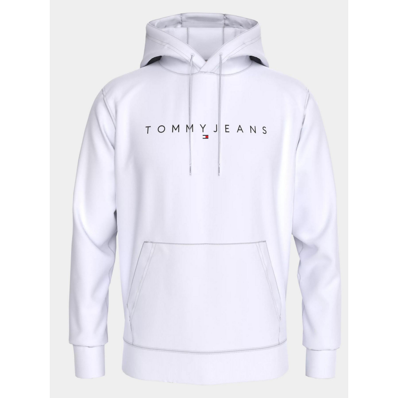 Sweat à capuche regular linear logo blanc homme - Tommy Jeans
