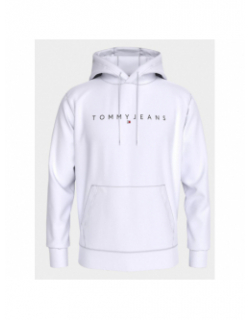 Sweat à capuche regular linear logo blanc homme - Tommy Jeans