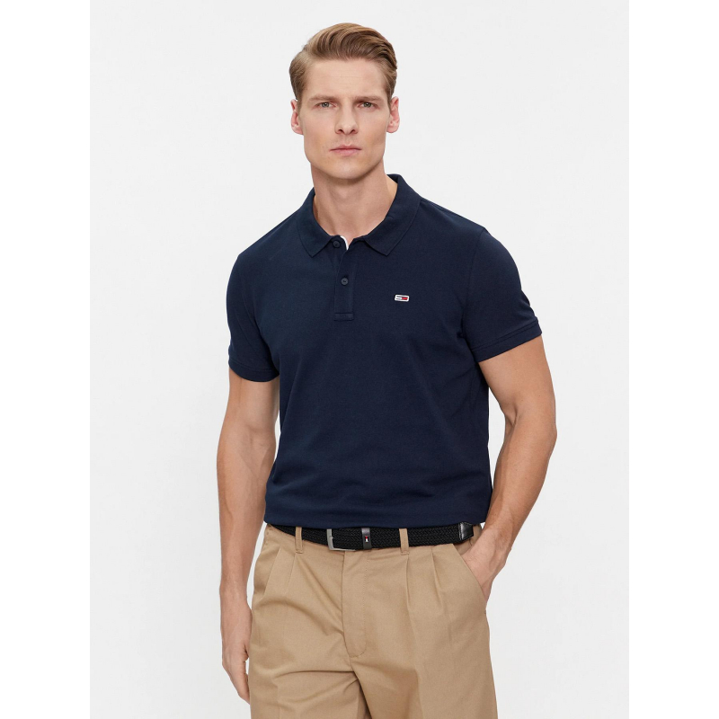 Polo slim placket bleu marine homme - Tommy Jeans