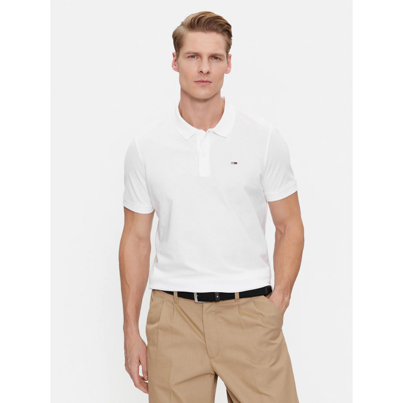 Polo slim placket blanc homme - Tommy Jeans