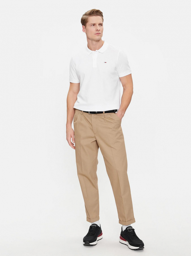 Polo slim placket blanc homme - Tommy Jeans