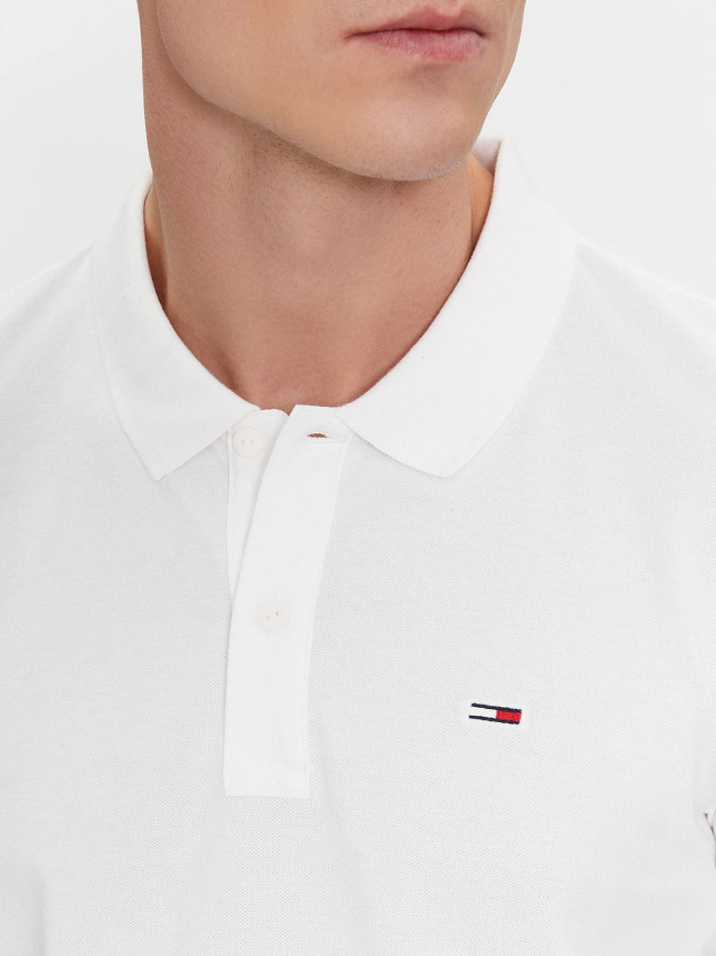 Polo slim placket blanc homme - Tommy Jeans