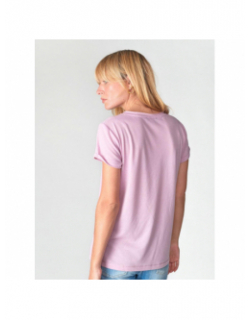 T-shirt col v smallvtra rose femme - Le Temps Des Cerises