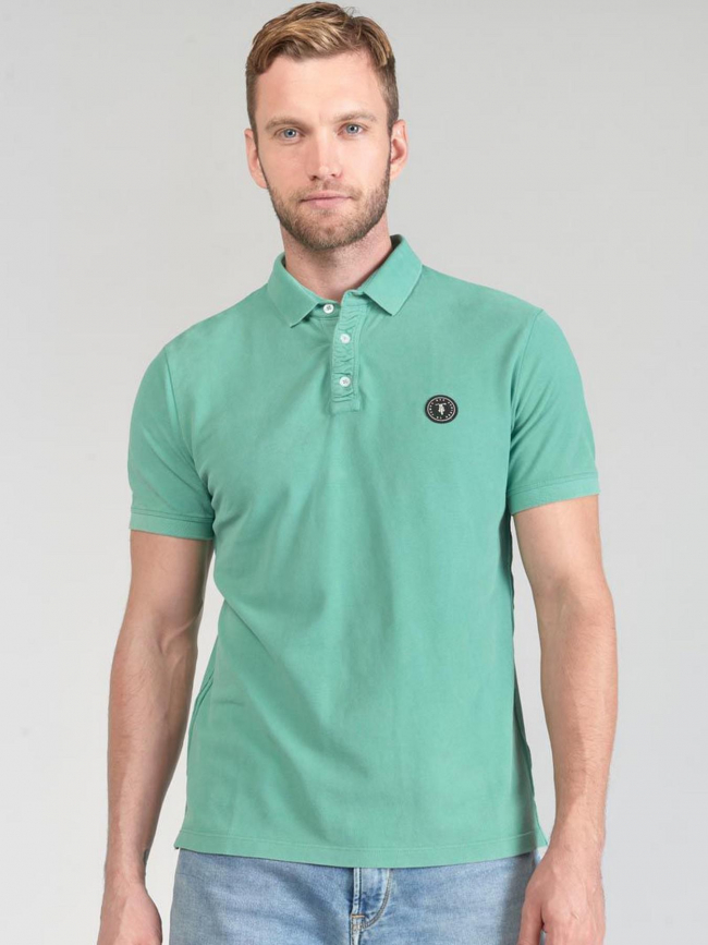 Polo uni logo dylon lagoon bleu homme - Le Temps Des Cerises