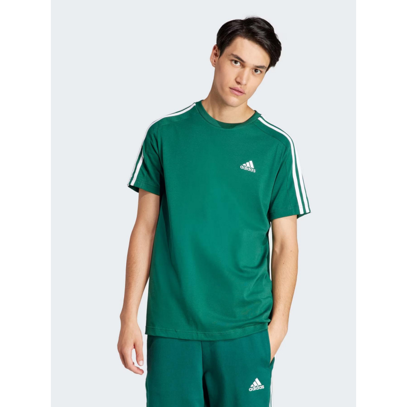 T-shirt 3 stripes logo brodé vert homme - Adidas