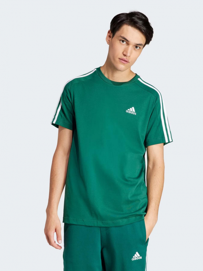 T-shirt 3 stripes logo brodé vert homme - Adidas