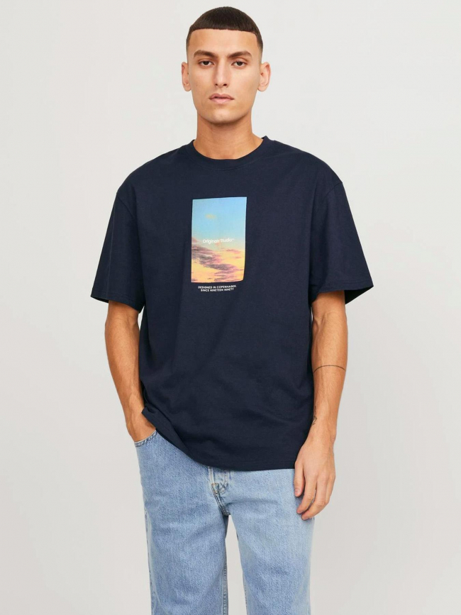 T-shirt vesterbro picture bleu marine homme - Jack & Jones