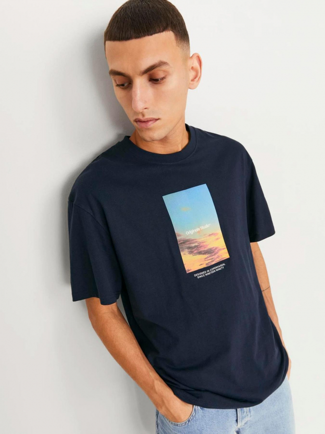 T-shirt vesterbro picture bleu marine homme - Jack & Jones