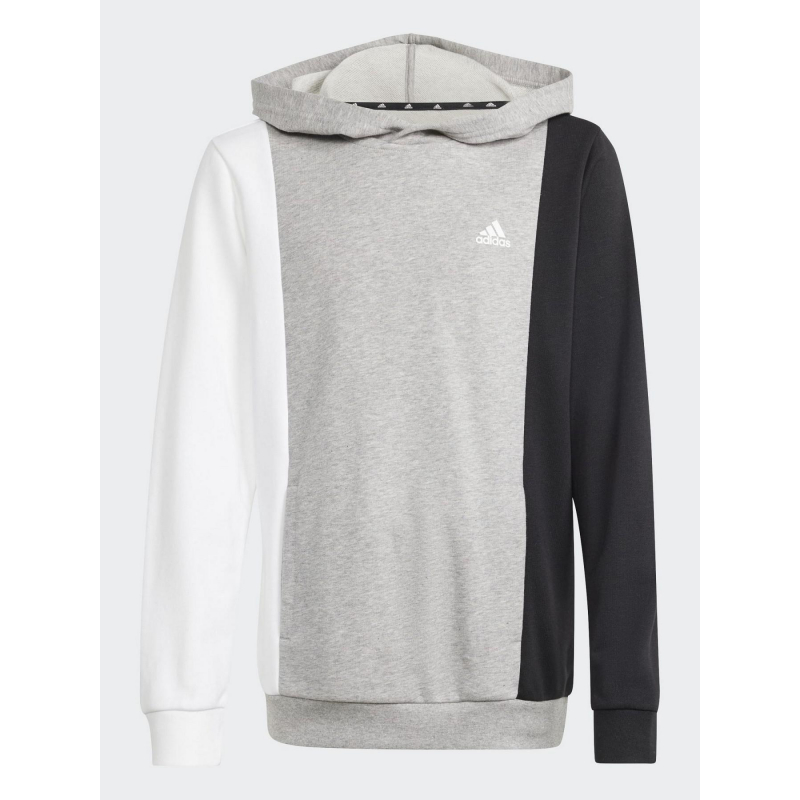 Sweat à capuche gris/blanc/noir enfant - Adidas