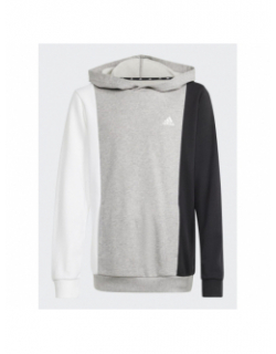 Sweat à capuche gris/blanc/noir enfant - Adidas