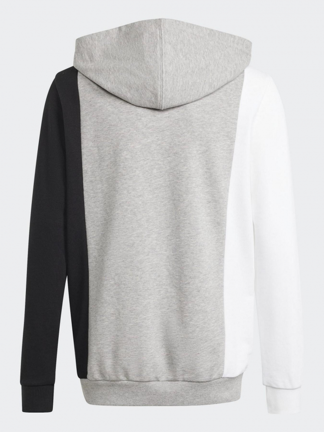 Sweat à capuche gris/blanc/noir enfant - Adidas