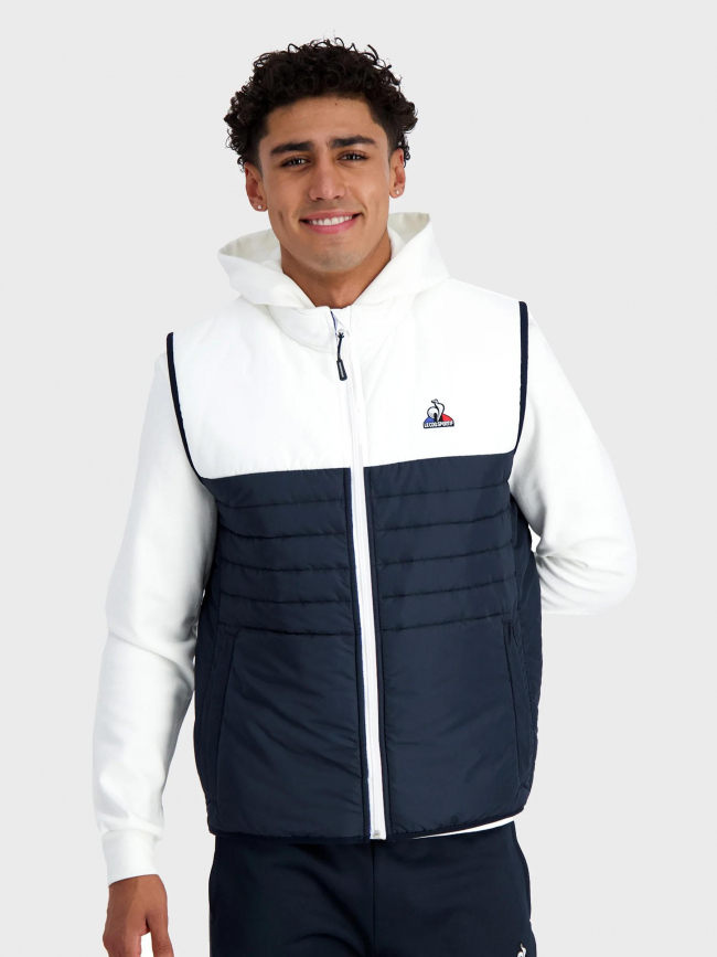 Doudoune sans manche tri bleu marine/blanc - Le Coq Sportif