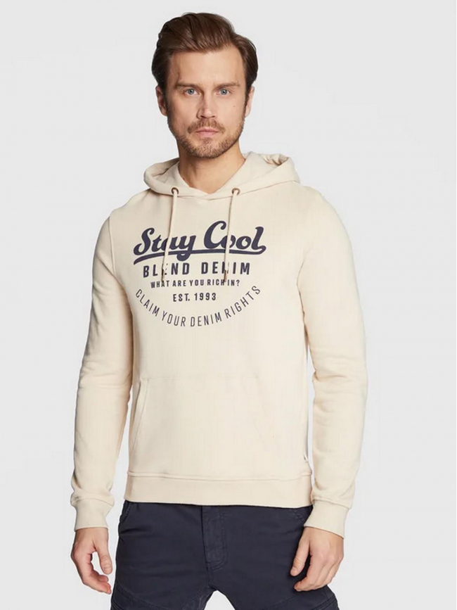 Sweat à capuche beige homme - Blend