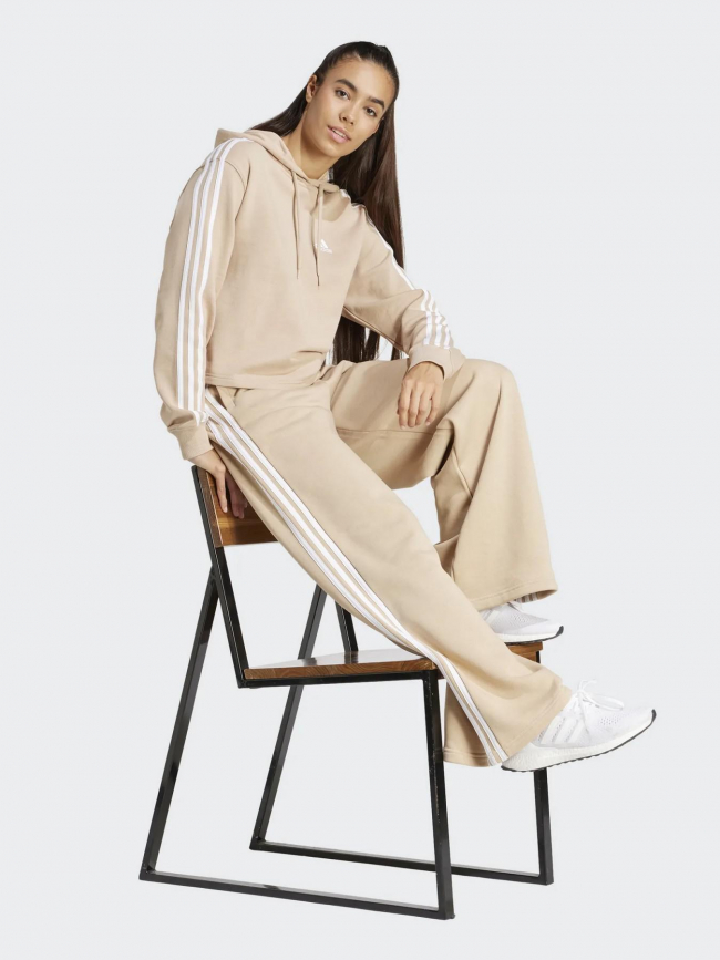 Jogging wide beige femme - Adidas