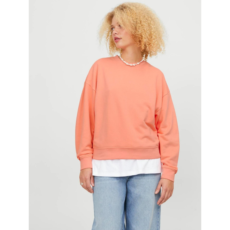 Sweat alfa à col rond rose pêche femme - Jjxx