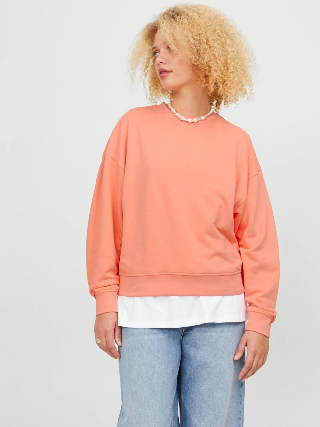 Sweat alfa à col rond rose pêche femme - Jjxx