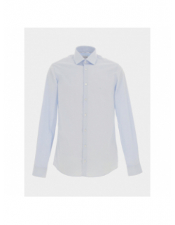 Chemise polpin stretch slim logo brodé bleu homme - Calvin Klein