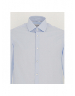 Chemise polpin stretch slim logo brodé bleu homme - Calvin Klein