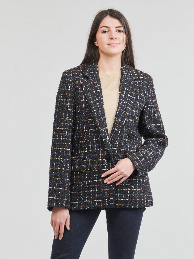Veste blazer steffi en tweed noir femme - Only