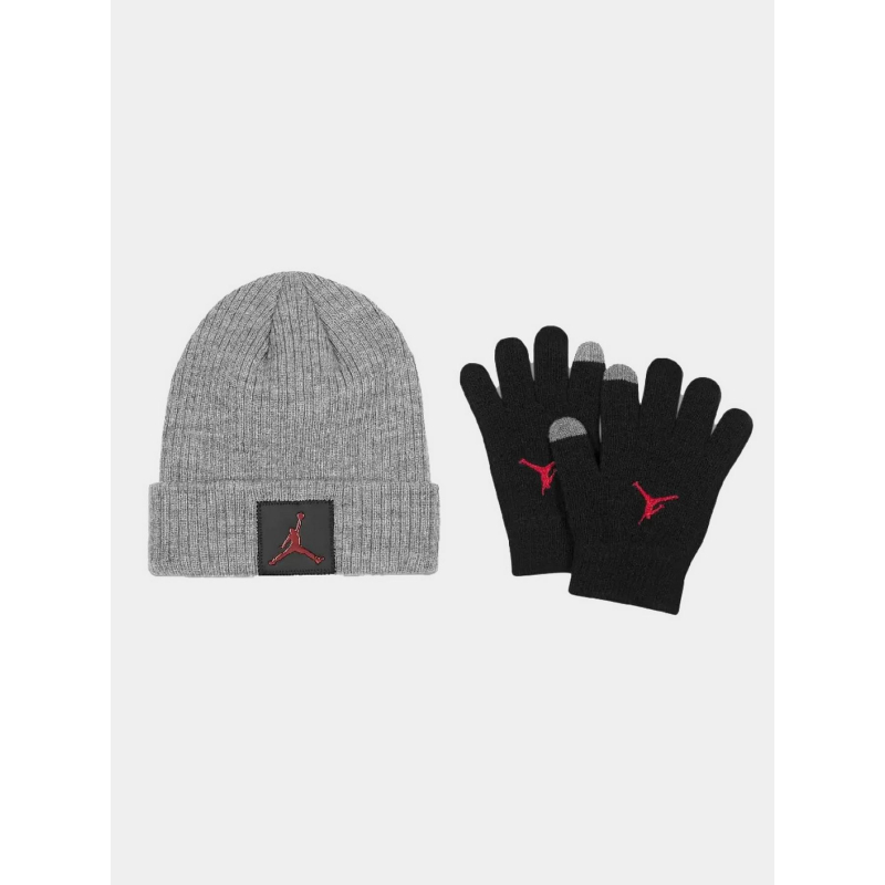 Coffret bonnet gants metal jumpmang gris noir enfant - Jordan